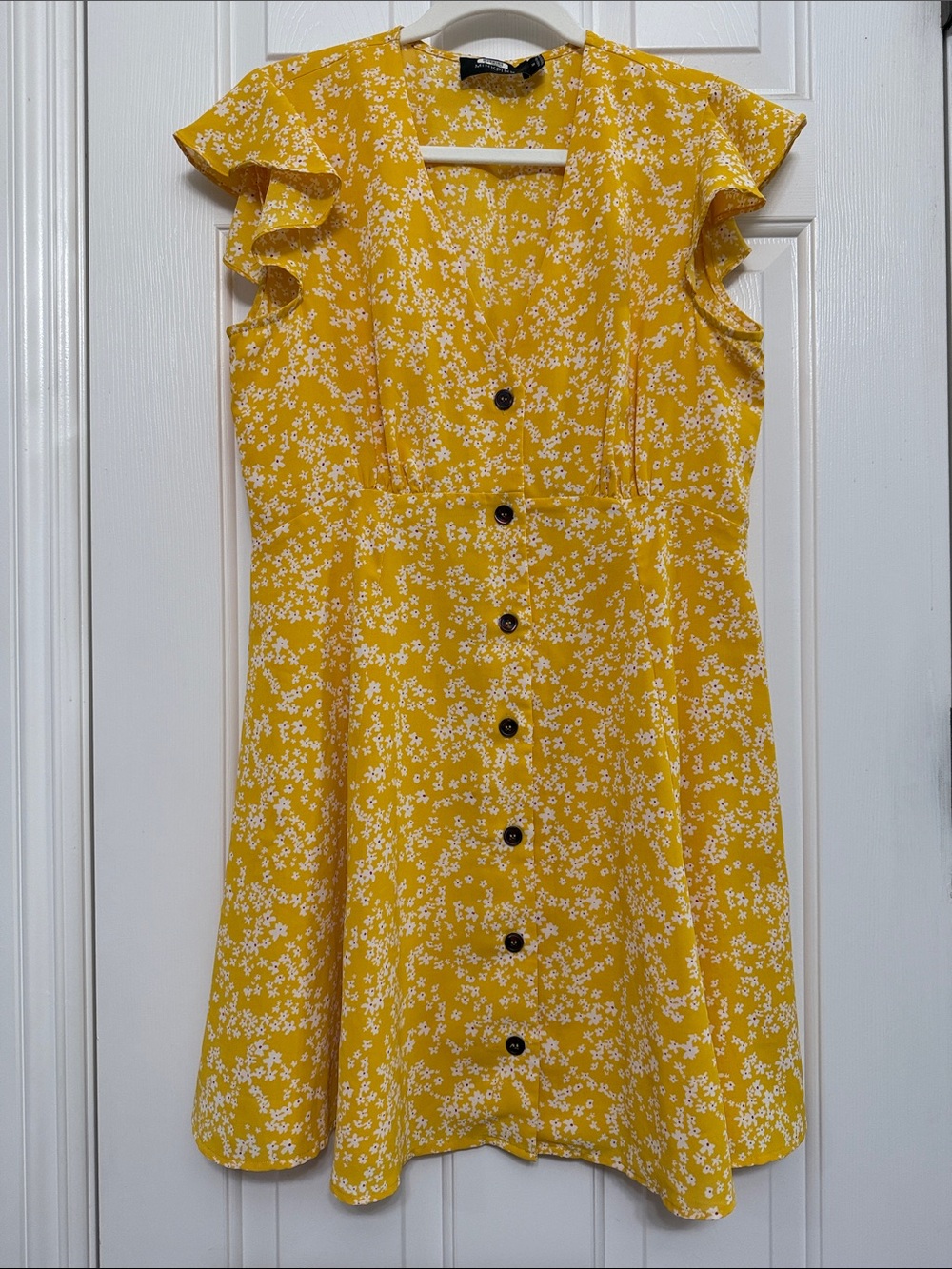 MINKPINK Yellow Floral Button-Front Dress